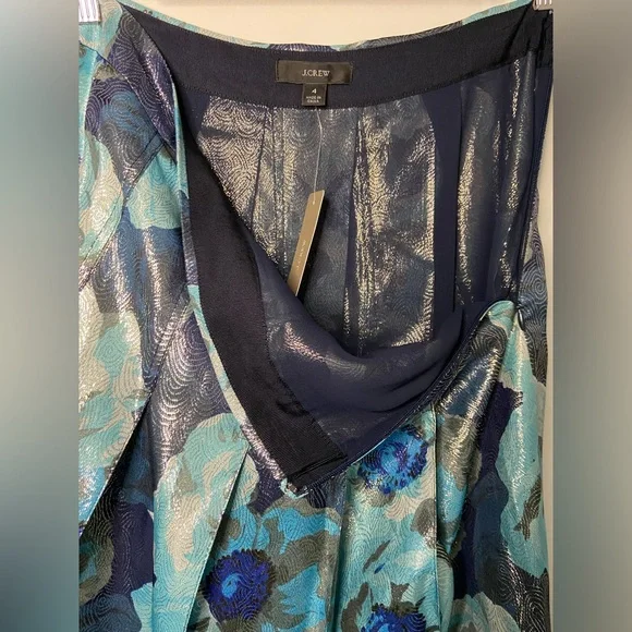 J Crew Floral Metallic Midi Skirt Size 4 NWT! - Picture 5 of 6